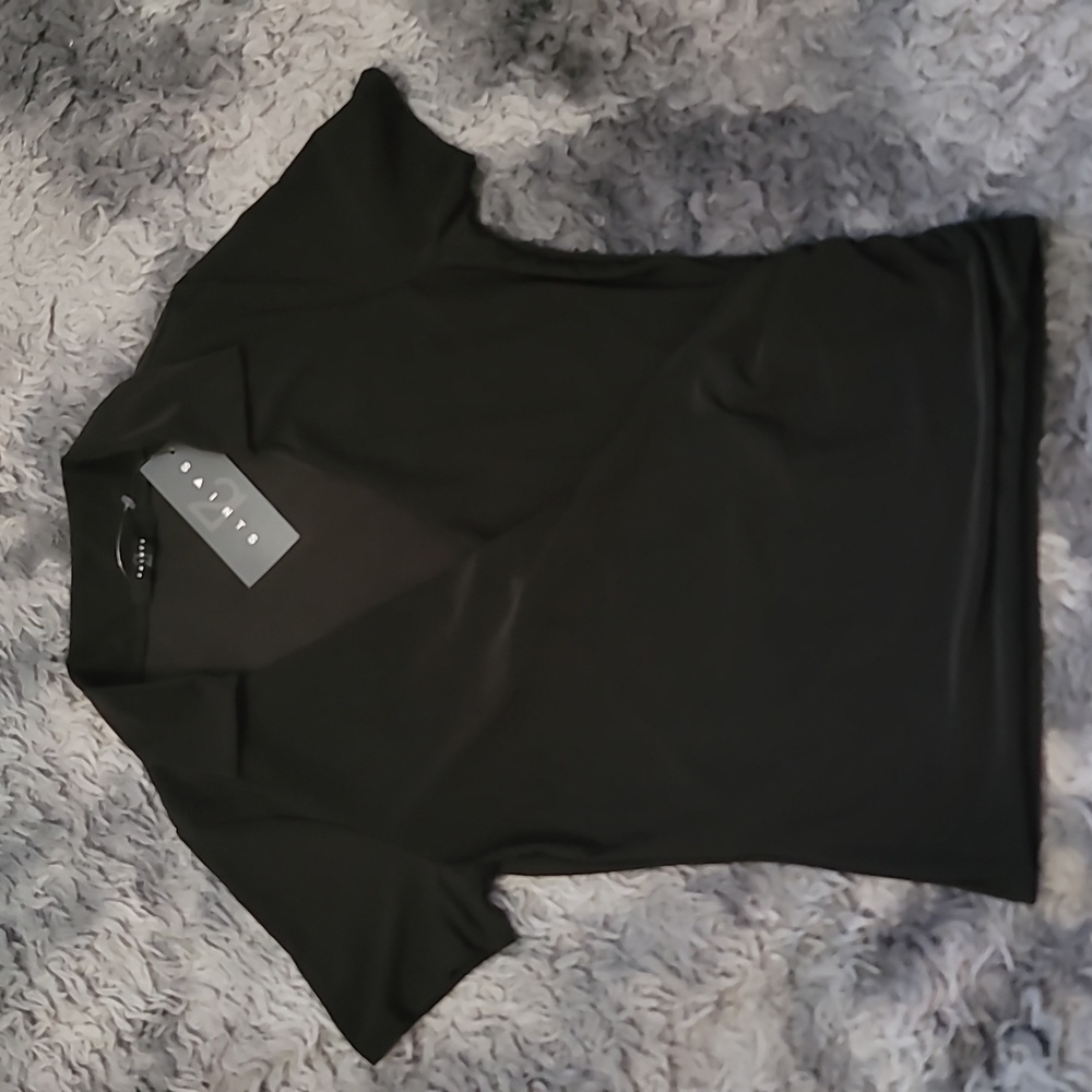 Saints 21 Black Faux Wrap Top